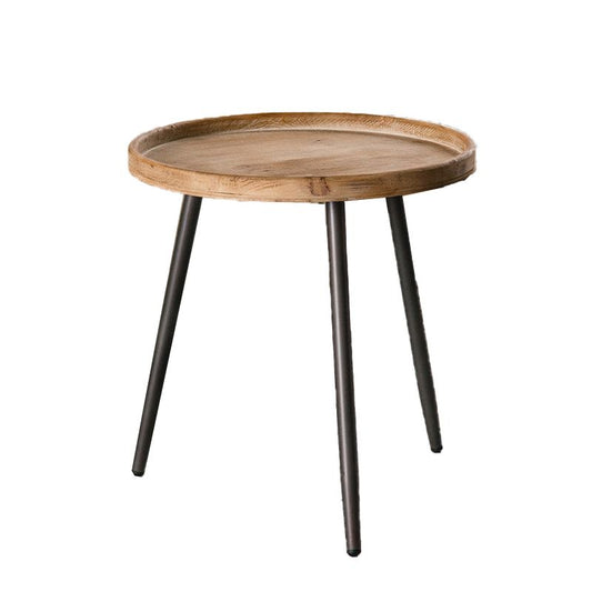 19.68 "背の高いソリッドウッドラウンドトレイトップエンドテーブル鉄3脚サイドテーブル