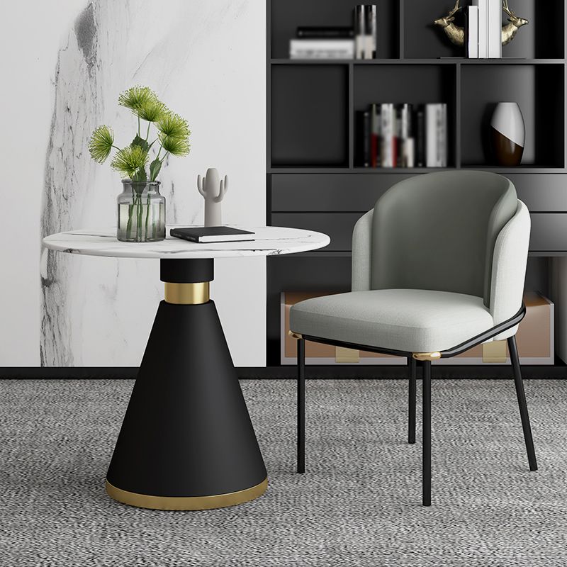 Glam Round Dinette Set 1/2/4/5 Pieces Black Dining Table Set with White Sintered Stone Top Clearhalo 'Dining Room Sets' 'Dining Tables & Seating' 'dining_room_set' 'furn' 'furn_dining_room_set' 'Furniture' 'furniture_dining_room_set' 'Kitchen & Dining Furniture' 1200x1200_fae262ab-ce3e-48de-9430-a0484afba329