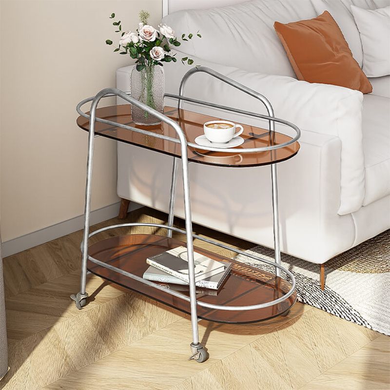 ストレージ卵形のダブルティアリビングルームを備えたモダンなサイドテーブルガラス