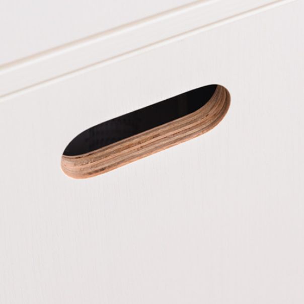 Contemporary Accent Cabinet with Withe Top and Natural Legs Cabinet