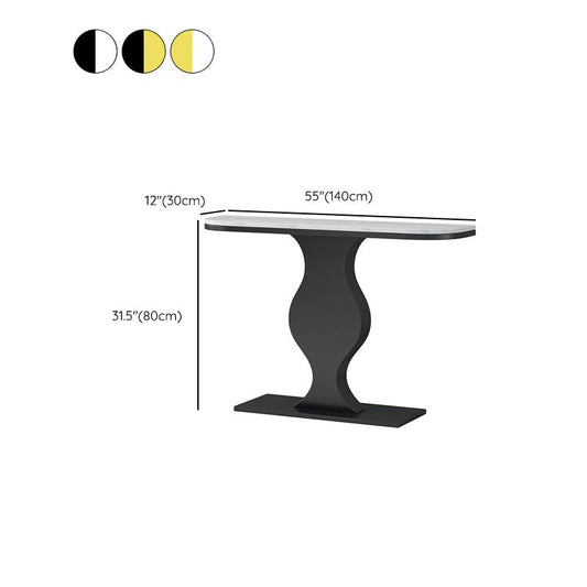 12 Inch Wide Glam Accent Table Half Moon Metal Console Table