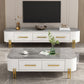 Modern Metal 4 Legs Cocktail Table Rectangle Slate Coffee Table with 2 Drawers