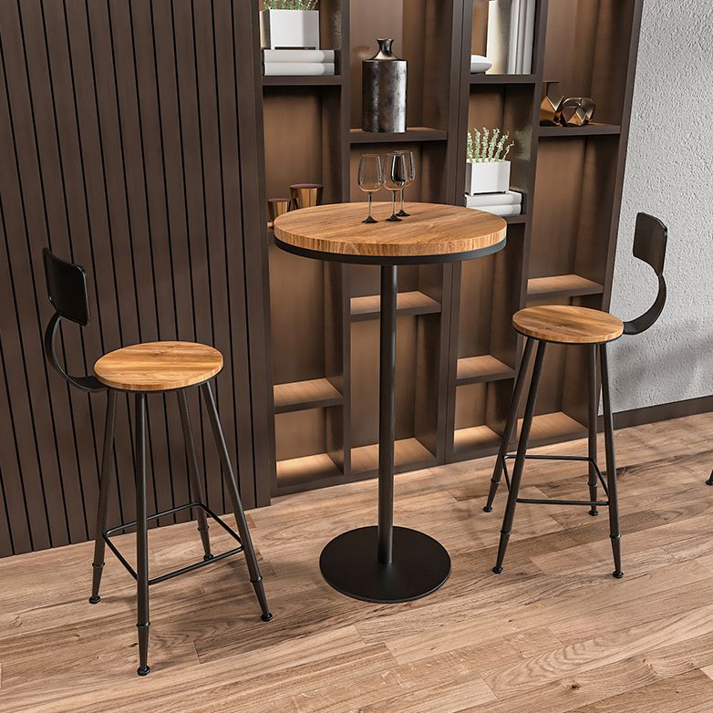 Modern Round Bar Table Set 1/3 Pcs Solid Wood Bar Table and Leather Upholstered Stools Clearhalo 'Bar Furniture' 'furn' 'furn_home_bar_bar_sets' 'Furniture' 'Home Bars & Bar Sets' 'home_bar_bar_sets' 'Kitchen & Dining Furniture' 1200x1200_faeb8251-7561-408c-a51b-8efd82f24500
