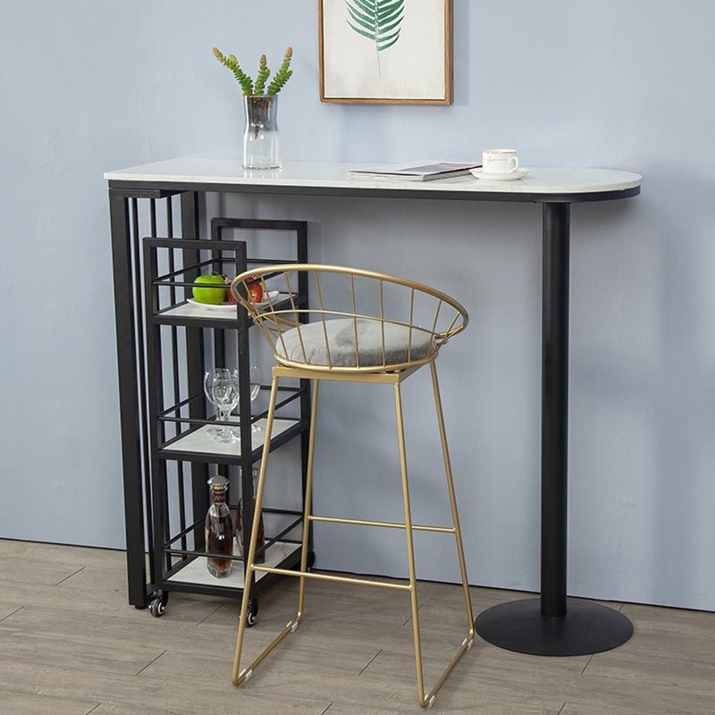 Glam Style Bar Table Faux Marble Bar Wine Table with Double pedestal Clearhalo 'Bar Furniture' 'Bar Tables' 'bar_tables' 'furn' 'furn_bar_tables' 'Furniture' 'Kitchen & Dining Furniture' 1200x1200_faeba2c3-0234-4030-9641-c4b5ff2c6ae2