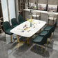 Rectangle White Sintered Stone Top Table Trestle Base Dining Table, Metal in Gold Clearhalo ' dining_table' 'Dining Tables & Seating' 'Dining Tables' 'furn' 'furn_dining_table' 'Furniture' 'furniture_dining_table' 'Kitchen & Dining Furniture' 'kitchen&dining_furn' 'kitchen' 'kitchen_dining_table' 1200x1200_faebb59b-bece-42ae-bb8e-105fcb4d3607