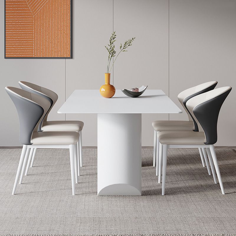 White Stone Dinette Table Set with Metal Base 1/4/5/7 Pcs Modern Home Dining Set Clearhalo 'Dining Room Sets' 'Dining Tables & Seating' 'dining_room_set' 'furn' 'furn_dining_room_set' 'Furniture' 'Kitchen & Dining Furniture' 1200x1200_faee6813-6037-455c-9d46-ae3a25fc6c19