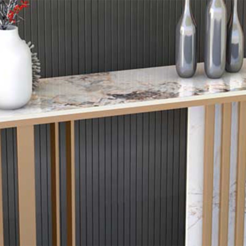 Tavolo accento glam console dorata con pietra rettangolo per sala