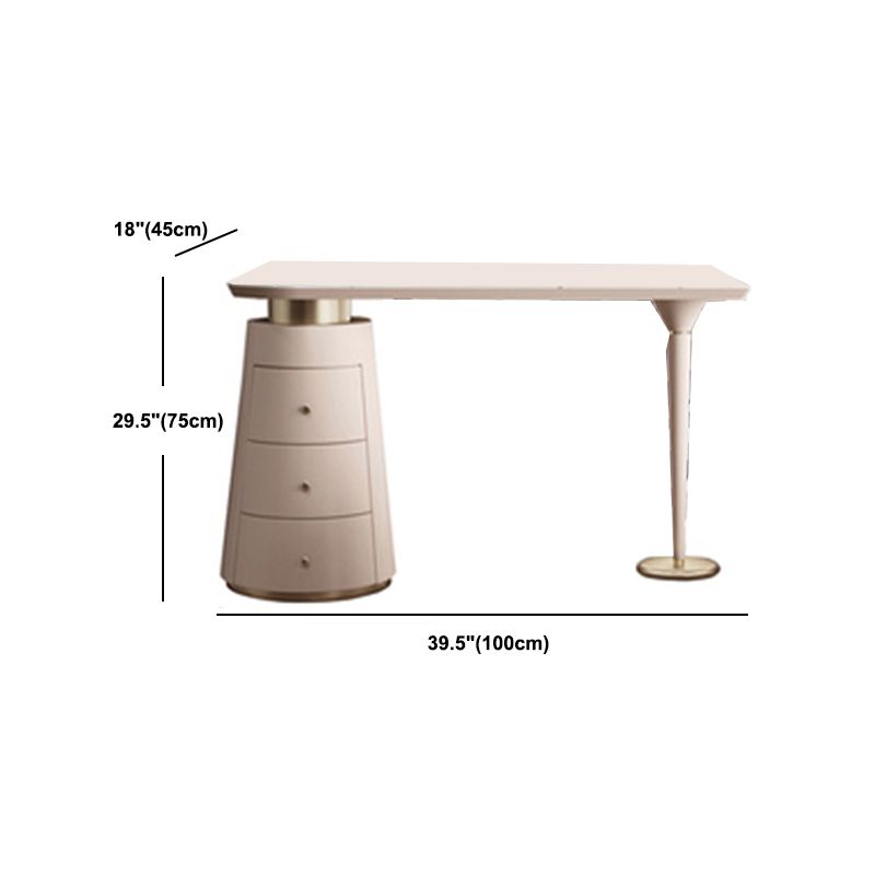 3 Schubladen weißes Make -up -Eitelkeitsverkesseltisch Stuhl Set, 17,71 "W x 29,52" H