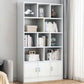 Modern Style Bookshelf Closed Back Wood Bookcase with Doors for Home Office