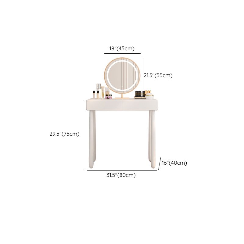 Contemporary White Wooden Vanity Dressing Table with 2 Drawers