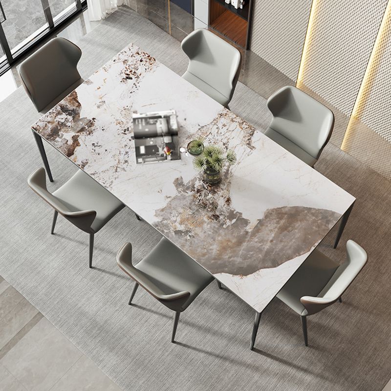 Metal Contemporary Rectangular Table White Sintered Stone Dining Table with Metal Legs Clearhalo ' dining_table' 'Dining Tables & Seating' 'Dining Tables' 'furn' 'furn_dining_table' 'Furniture' 'furniture_dining_table' 'Kitchen & Dining Furniture' 'kitchen&dining_furn' 'kitchen' 'kitchen_dining_table' 1200x1200_faf107db-f841-4bc0-a1b7-453a58a50885