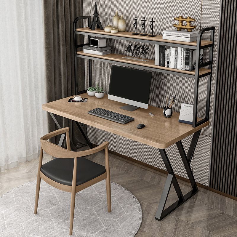 Rectangular Bedroom Desk Modern Style Desk with Solid Wood Top and Metal Legs Clearhalo 'Furniture' 'furniture_office_desk' 'Office Desks' 'Office Furniture' 'office_desk' 1200x1200_faf14aef-65ad-4e91-bc98-d789937d5326