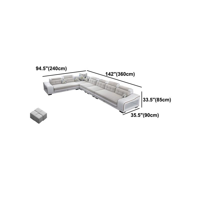 Modern Style Sectional Tufted Back Ramp Armrest White Storage Rack Sofa Clearhalo 'furn' 'furn_sectionals' 'Furniture' 'Living Room Furniture' 'Sectionals' 1200x1200_faf2d106-10cf-4c1c-b5f7-2bb23348f85c