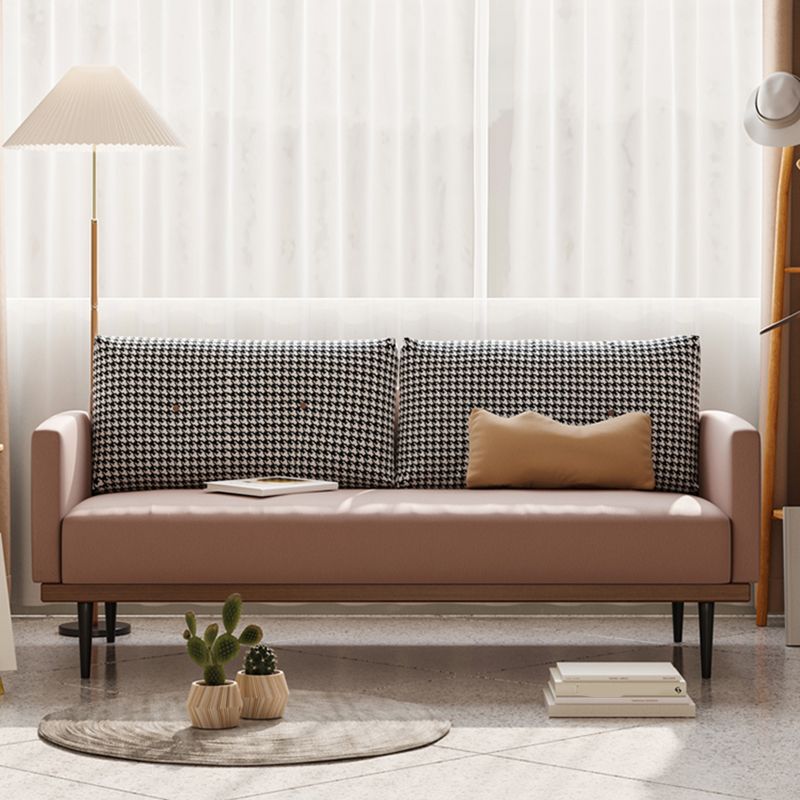 Square Arm Sofa Sofa 31.5" D x 29.53" H Faux Leather/Linen Sofa Clearhalo 'furn' 'furn_sofas' 'Furniture' 'furniture_sofas' 'kitchen' 'kitchen_sofas' 'Living Room Furniture' 'Sofa' 'sofas' 1200x1200_faf3cdf0-c10d-499c-a68f-4bf468db7023