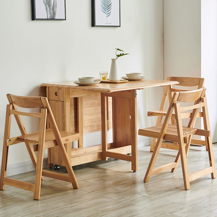 Mid-Century Modern Rectangle Dining Table Rubberwood Solid Wood Drop-Leaf Table Clearhalo ' dining_table' 'Dining Tables & Seating' 'Dining Tables' 'furn' 'furn_dining_table' 'Furniture' 'furniture_dining_table' 'Kitchen & Dining Furniture' 'kitchen&dining_furn' 'kitchen' 'kitchen_dining_table' 1200x1200_faf4828a-6c41-48c3-8b62-3040e7cc9042