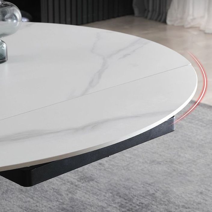 Modern Style Extendable Table Pedestal Dining Table for Kitchen Clearhalo 'Dining Tables & Seating' 'Dining Tables' 'dining_table' 'furn' 'furn_dining_table' 'Furniture' 'Kitchen & Dining Furniture' 1200x1200_faf4d2b9-7d3b-47e4-a781-43f97bff3213