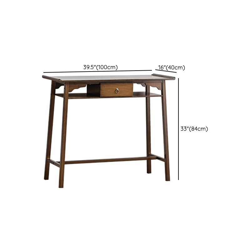 Mesa de consola moderna de mediados de siglo Mesa de consola de rectángulo de madera maciza marrón oscuro