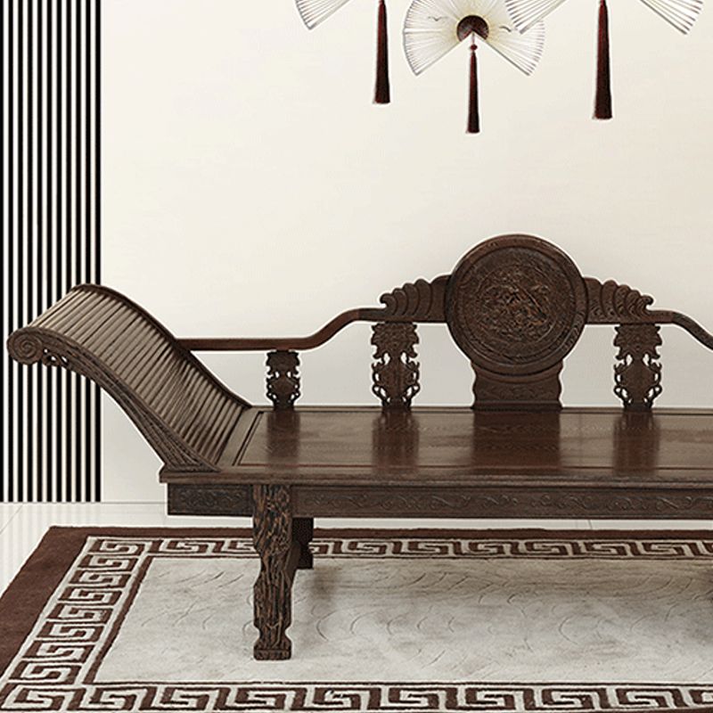 Traditional Espresso Solid Wood Chaise Lounge Couch with Round Arms Clearhalo 'Chairs & Seating' 'Chaise Lounge' 'chaise_lounge' 'furn' 'furn_chaise_lounge' 'Furniture' 'Living Room Furniture' 1200x1200_faf7b39e-4a14-4102-9d61-be3c4a409faa