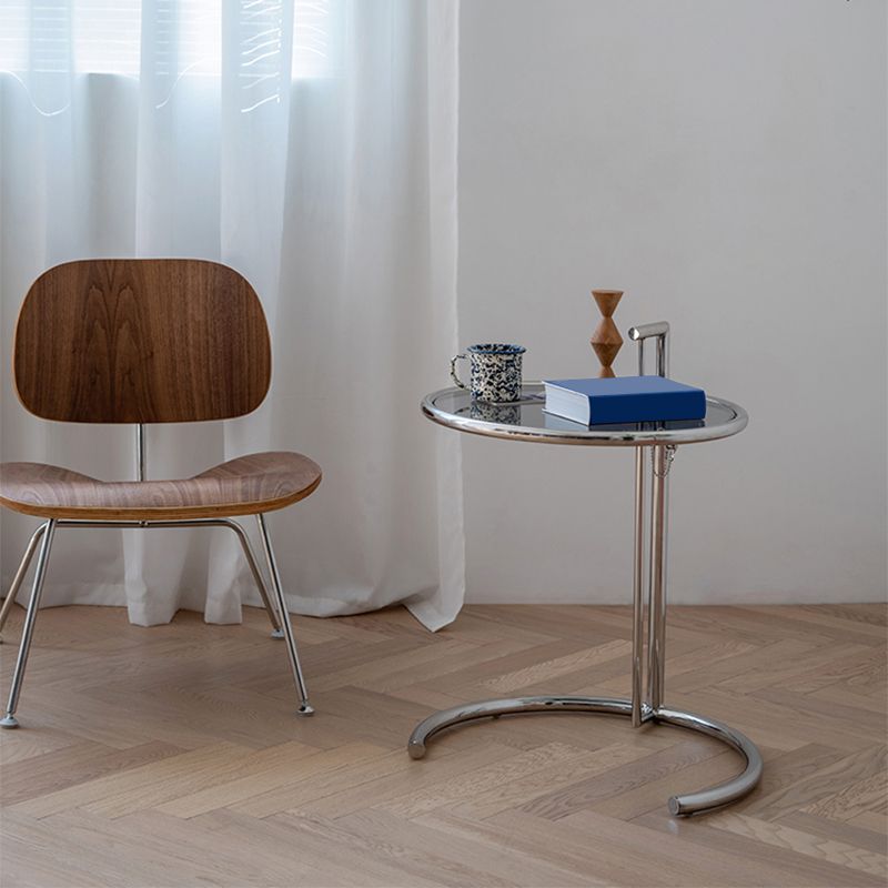 Adjustable Height Glass Side Table Modern Dia 20.1" C End Table Clearhalo 'Coffee & Accent Tables' 'End & Side Tables' 'end_side_tables' 'furn' 'furn_end_side_tables' 'Furniture' 'Living Room Furniture' 1200x1200_faf8429a-b98b-4cc8-ada5-77f92de83a54