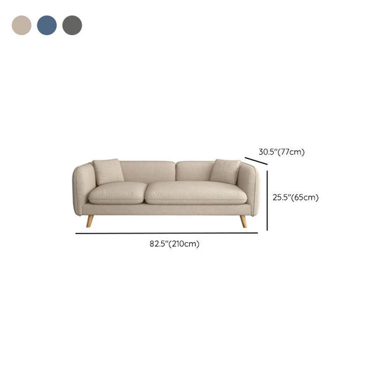 Skandinavisches Leinensofa mit engen Rücken und Smokingarm für die Wohnung