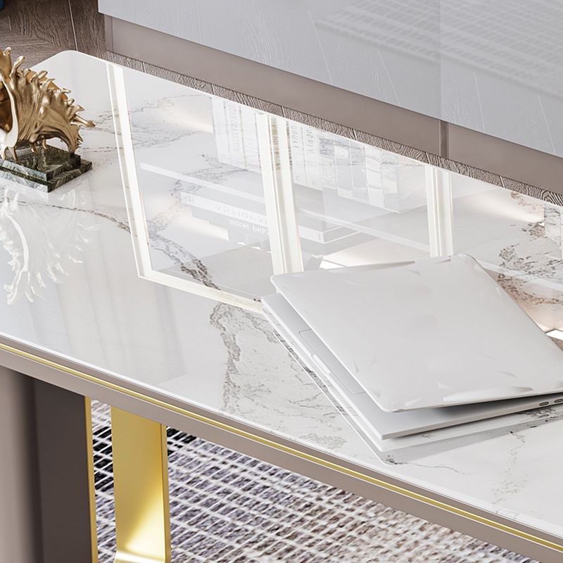 Pedestal Glam Office Desk Slate Writing Desk with File Cabinet for Office Clearhalo 'furn' 'furn_office_desk' 'Furniture' 'Office Desks' 'Office Furniture' 'office_desk' 1200x1200_fafa117e-3397-4cc5-9de8-5abdacb30935