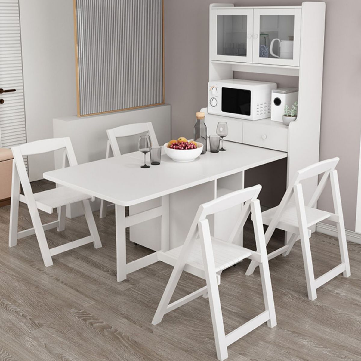 1/3 pezzo di rettangolo a forma di pranzo mobili set in bianco