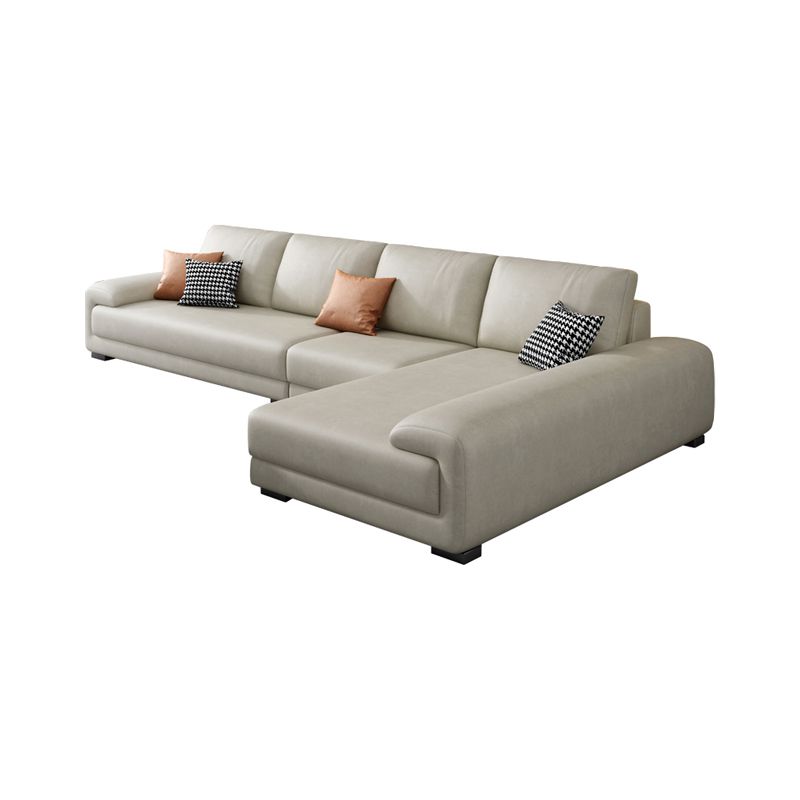 133.9"W √ó 70.87"D √ó35.43"H Faux Leather Pillow Top Arm Sectional with Stain-Resistant Clearhalo 'furn' 'furn_sectionals' 'Furniture' 'furniture_sectionals' 'Living Room Furniture' 'Sectionals' 1200x1200_fafb7f69-ef83-4067-b441-3ceaaa81d42d