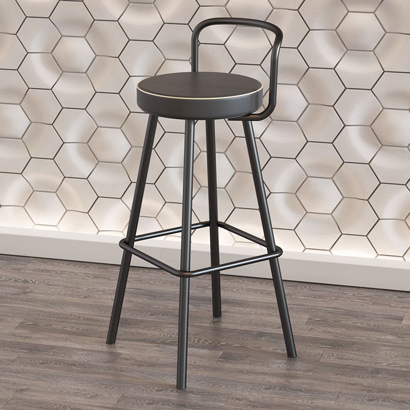 Contemporary Metal Leather Bar Stools Indoor Barstool with Iron Legs and Low Back,1 Piece Clearhalo 'Bar Furniture' 'Bar Stools' 'bar_stools' 'furn' 'furn_bar_stools' 'furniture_bar_stools' 'Kitchen & Dining Furniture' 'kitchen&dining_furn' 'kitchen' 'kitchen_furn' Furniture' 1200x1200_fafbebbd-addb-43df-b3b8-3b28f697a4ad
