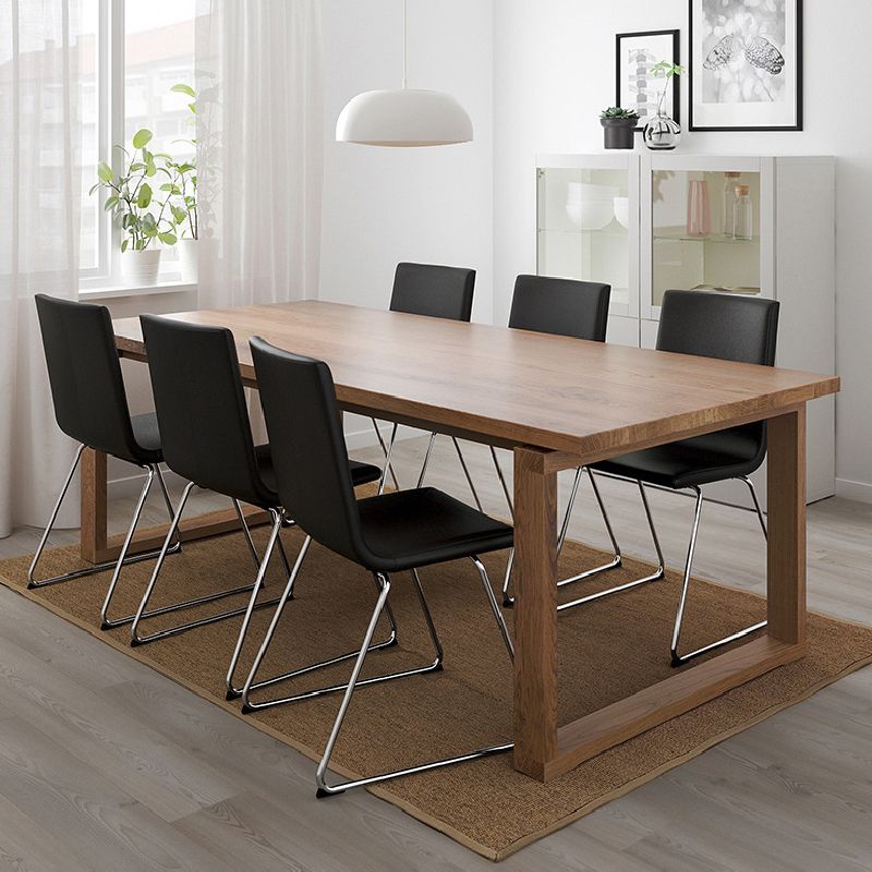Rectangle Double Base Dining Table Modern Pine Wood Table for Dining Room