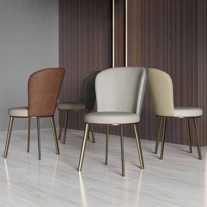 Glam Leather Dining Room Chair Armless Metal Dining Room Chairs for Home Use Clearhalo ' kitchen&dining_furn' 'Dining Chairs' 'Dining Tables & Seating' 'dining_chair' 'furn' 'furn_dining_chair' 'Furniture' 'furniture_dining_chair' 'Kitchen & Dining Furniture' 'kitchen' 1200x1200_fafd6d2c-d953-4b41-b2d4-1b508d958497