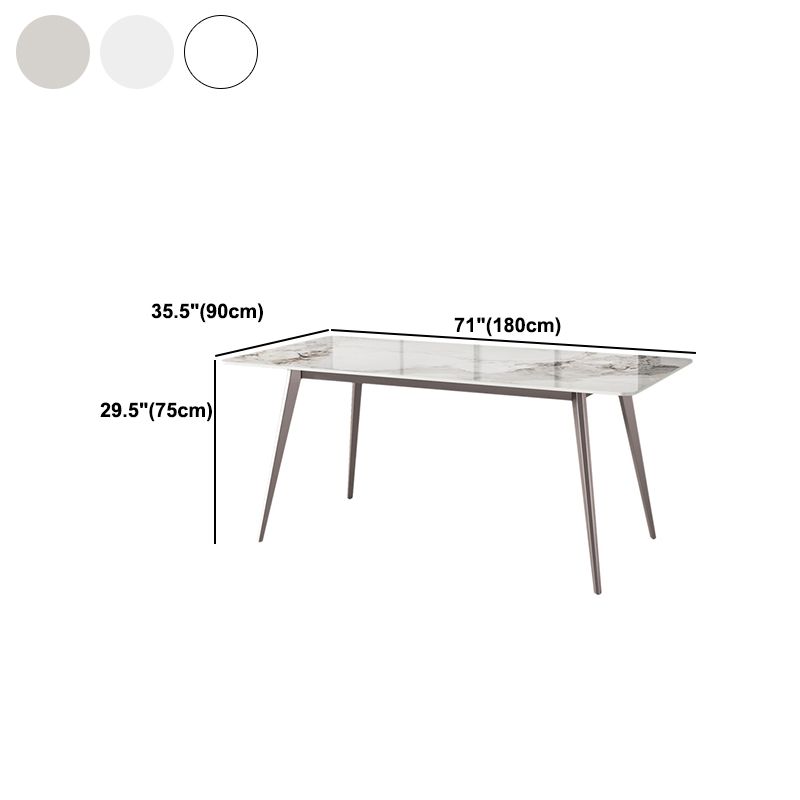 Mesa de comedor rectangular 4 patas modernas mesa fija de piedra sinterizada