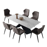 Tavolo da pranzo casual cornice nera tavolo da pranzo moderno rettangolo moderno con top in pietra