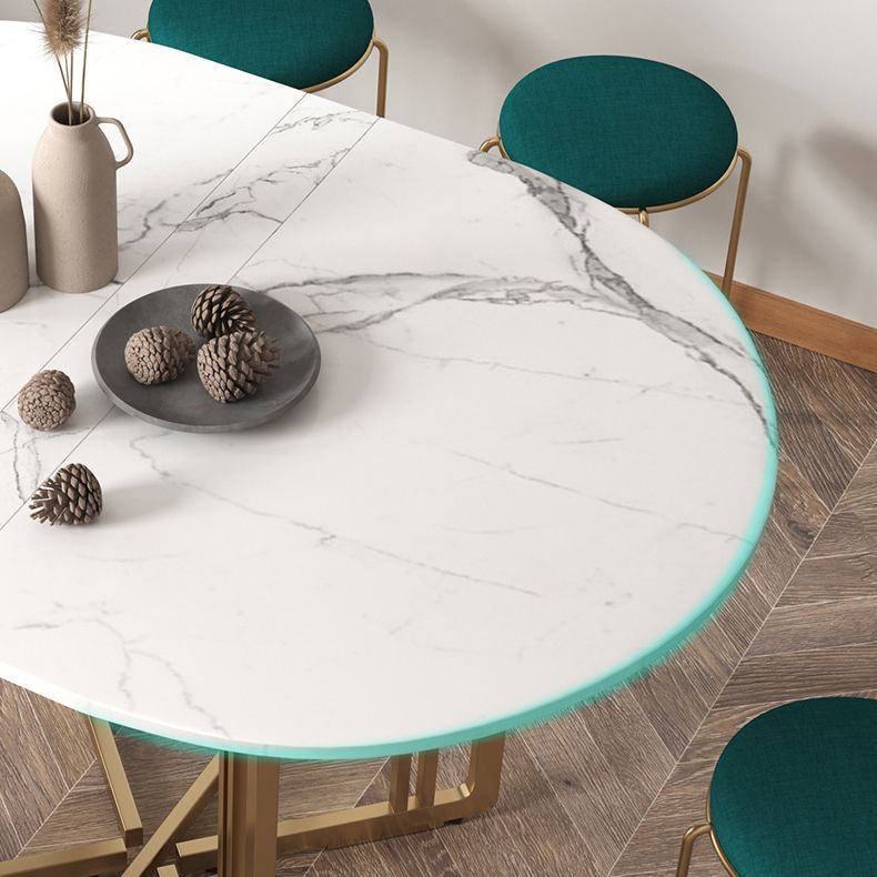Foldable Artificial Wooden Top Table Extendable Round Kitchen Table with Trestle Base Clearhalo ' dining_table' 'Dining Tables & Seating' 'Dining Tables' 'furn' 'furn_dining_table' 'Furniture' 'furniture_dining_table' 'Kitchen & Dining Furniture' 'kitchen&dining_furn' 'kitchen' 'kitchen_dining_table' 1200x1200_fafeac59-8807-43a9-aac4-8c1b2b00b552