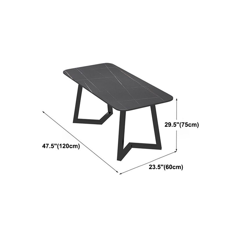 Industrial Style Dining Table Rectangle Sintered Stone Black Table with Metal Base Clearhalo 'Dining Tables & Seating' 'Dining Tables' 'dining_table' 'furn' 'furn_dining_table' 'Furniture' 'Kitchen & Dining Furniture' 1200x1200_fafeb48b-1f52-4cb5-a1d5-b5b2664dad02
