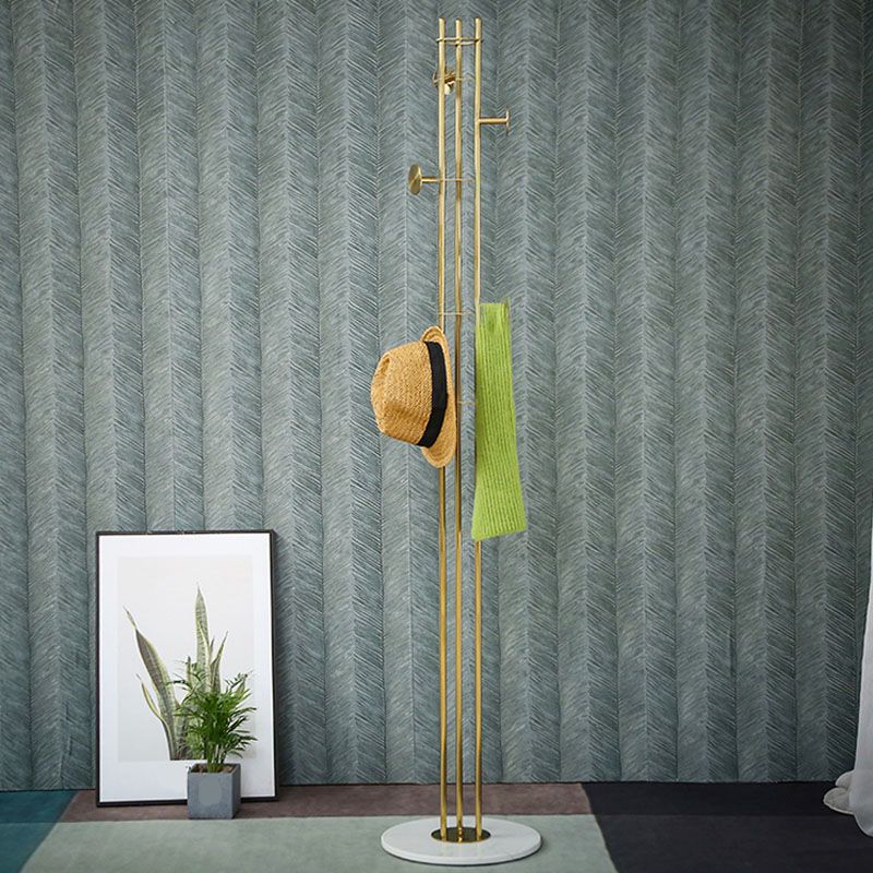 6 Hooks Metal Coat Hanger Luxury Marble Base Hall Tree for Living Room Clearhalo 'Entry & Mudroom Furniture' 'furn' 'furn_hall_tree_coat_racks' 'Furniture' 'Hall Trees & Coat Racks' 'hall_tree_coat_racks' 1200x1200_faff3fa6-11ae-4f9c-b7c2-fcb2d4bc202b
