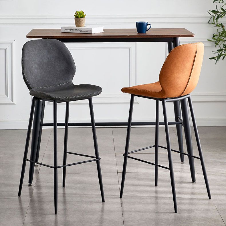 Coffee Shop Bar Stool Leather Armless Modern Distressed Counter Stools Clearhalo 'Bar Furniture' 'Bar Stools' 'bar_stools' 'furniture_bar_stools' 'Kitchen & Dining Furniture' 'kitchen&dining_furn' 'kitchen' 'kitchen_furn' Furniture' 1200x1200_faff8f54-5a9a-48f3-8b59-cb82a45345ab