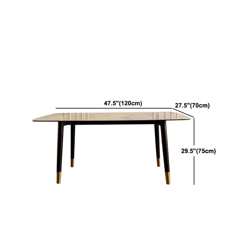 Rechthoek luxe eettafel grijs gesinterde stenen boventafel met 4 poten