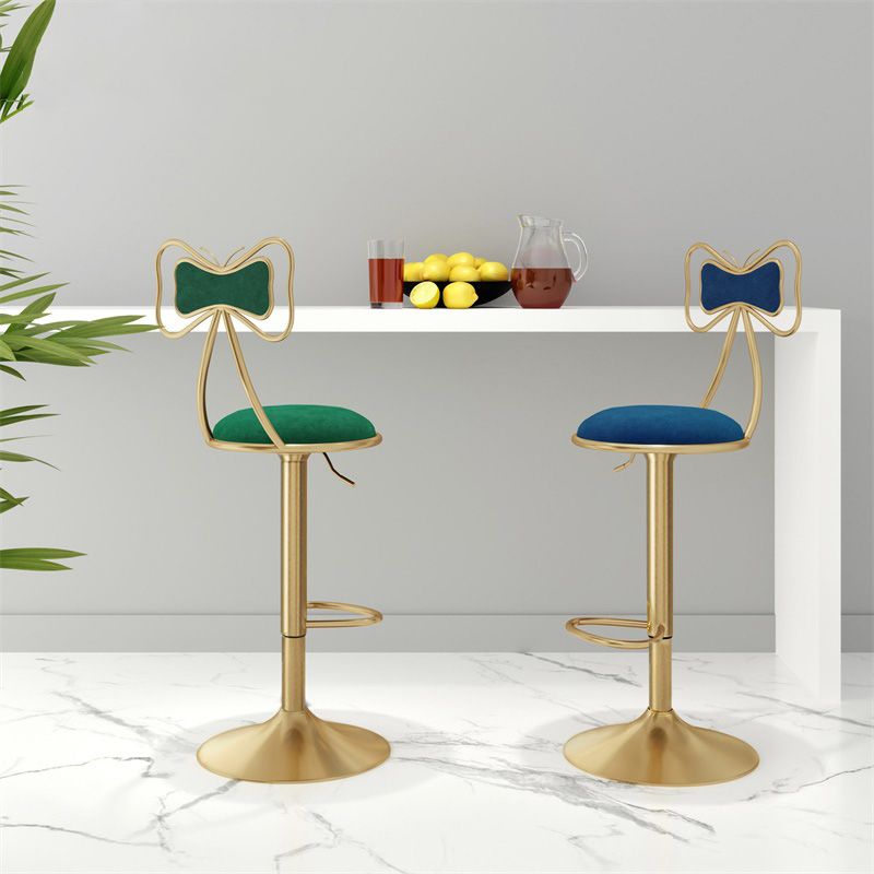 Glam Iron Adjustable Swivel Barstool Low Back Indoor Tall Stool with Upholstered Seat Clearhalo 'Bar Furniture' 'Bar Stools' 'bar_stools' 'furn' 'furn_bar_stools' 'Furniture' 'furniture_bar_stools' 'Kitchen & Dining Furniture' 1200x1200_faffe282-9ae9-4b18-8758-5777162a440d