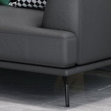Soggiorno stazionario in pelle stazionaria resistente alle macchie standard standard di divano grigio scuro