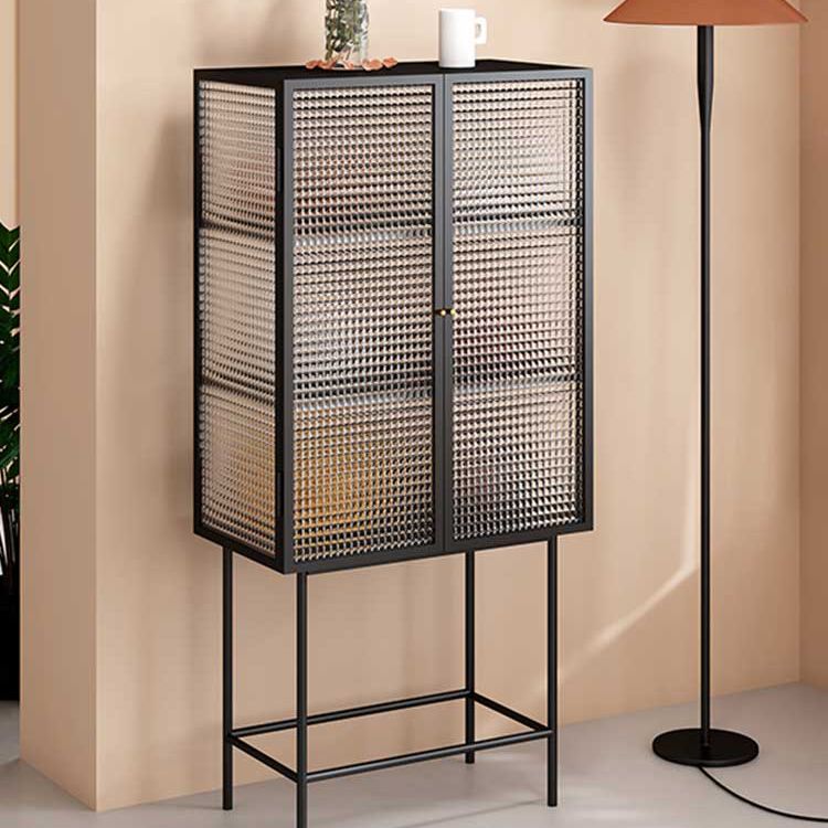 Modern Metal Buffet Sideboard 2 Doors Buffet Server for Dining Room,27.5"L x 13"W x 61"H Clearhalo 'buffet_sideboard' 'Buffets & Sideboards' 'furn' 'furn_buffet_sideboard' 'Furniture' 'Kitchen & Dining Furniture' 1200x1200_fb00d14c-2cff-400b-a1c0-028a420a2297