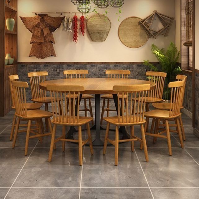 Round Dining Table Set with Wooden Chairs 1/2/5/11 Pcs Modern Solid Wood Dining Set Clearhalo 'Dining Room Sets' 'Dining Tables & Seating' 'dining_room_set' 'furn' 'furn_dining_room_set' 'Furniture' 'Kitchen & Dining Furniture' 1200x1200_fb013744-76d2-47cc-af75-e47b487b6225