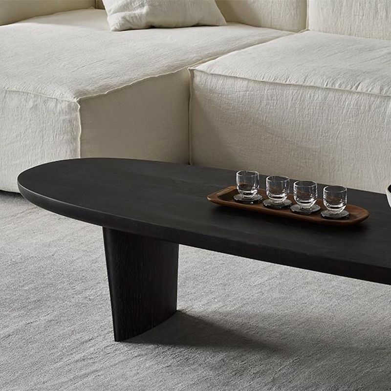 Scandinavian Oval Wood Coffee Table 15.75"H 2 Legs Cocktail Table Clearhalo 'Coffee & Accent Tables' 'Coffee Tables' 'coffee_tables' 'furn' 'furn_coffee_tables' 'Furniture' 'Living Room Furniture' 1200x1200_fb021592-6efd-450b-a098-31e16cde7149