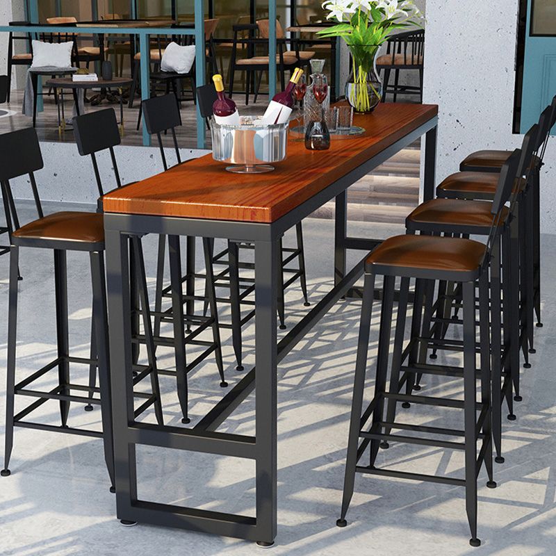 Trestle Base Dining Table Rectangle Brown Solid Wood Bar Table for Kitchen Living Room Clearhalo 'Bar Furniture' 'Bar Tables' 'bar_tables' 'furn' 'furn_bar_tables' 'Furniture' 'Kitchen & Dining Furniture' 1200x1200_fb06669c-70e8-45b1-af18-0dcf6dda8253