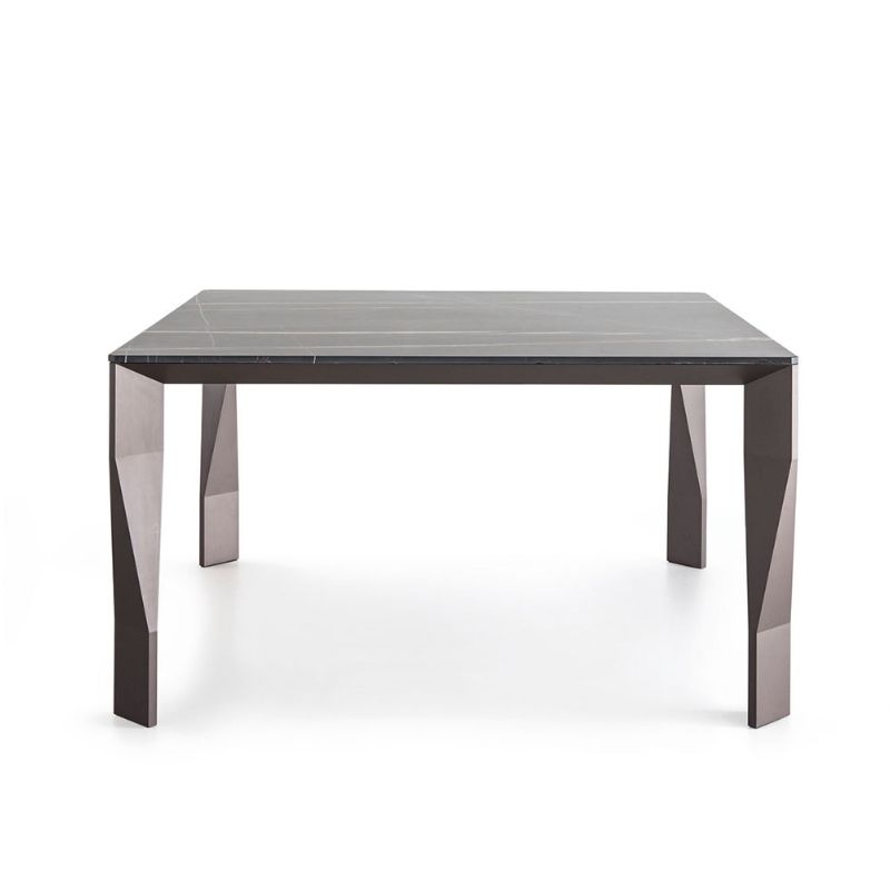 Rectangular Black Stone Table Top Dining Table with 4 Foot Metal Base Clearhalo 'Dining Tables & Seating' 'Dining Tables' 'dining_table' 'furn' 'furn_dining_table' 'Furniture' 'Kitchen & Dining Furniture' 1200x1200_fb077c97-bfd3-4b34-836f-02c2b6203101