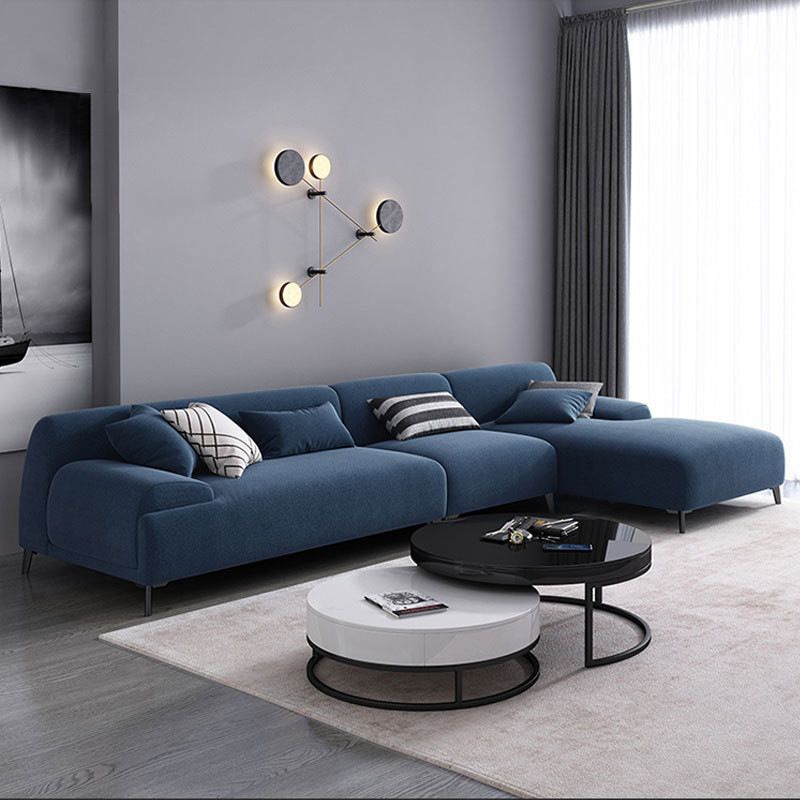 L-shape 4-seater Fabric Sectional Recessed Armed Sectional Sofa