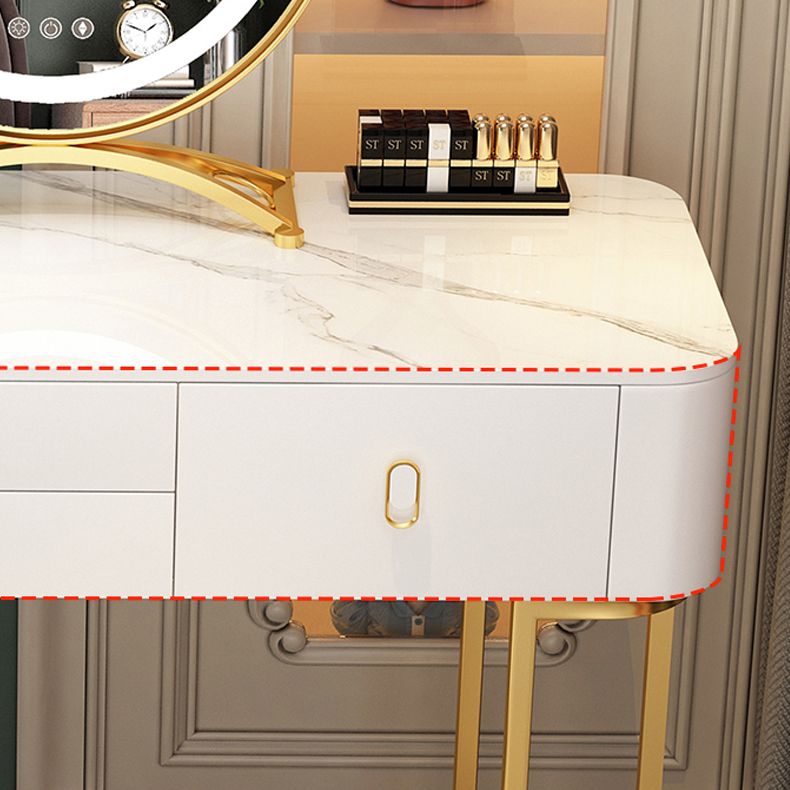 Glam Bedroom Vanity Dressing Table Stone Makeup Vanity Desk with Drawer