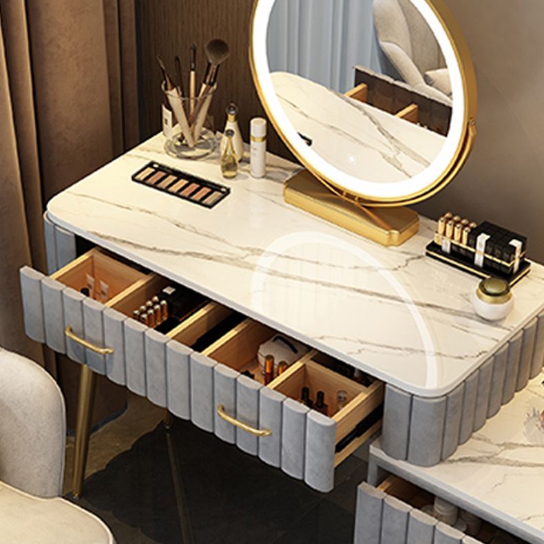 Set di sgabelli da toeletta lussuoso per trucco a specchio illuminato