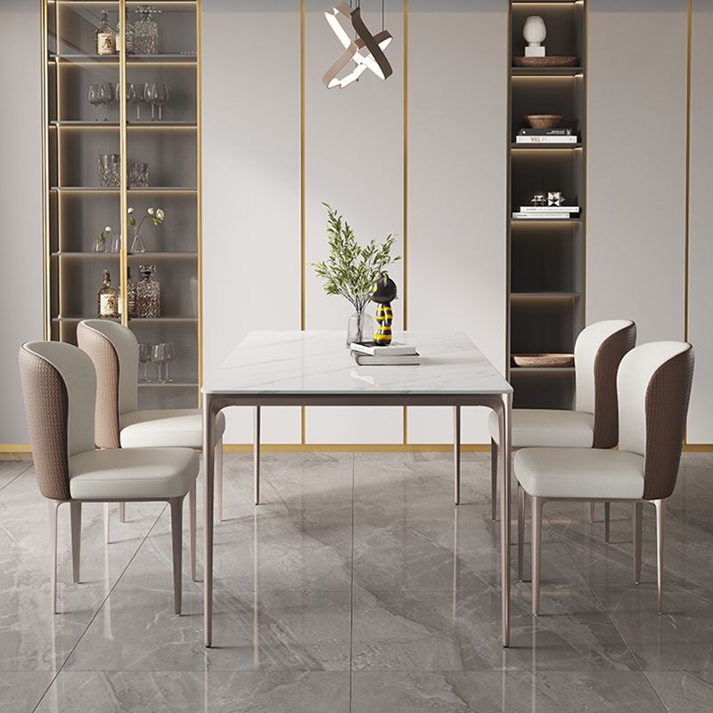 Modern Rectangle Dining Table Sintered Stone Table with 4 Legs Clearhalo 'Dining Tables & Seating' 'Dining Tables' 'dining_table' 'furn' 'furn_dining_table' 'Furniture' 'Kitchen & Dining Furniture' 1200x1200_fb0bab00-1045-4a7d-9354-01d27a03d3ea