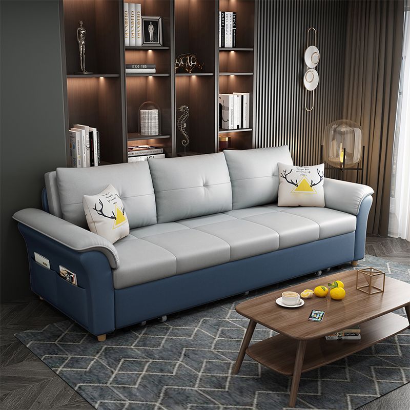 Square Arm Sofa with Loose Back Convertible Sleeper with Storage and Foldable Clearhalo 'furn' 'furn_sofas' 'Furniture' 'furniture_sofas' 'kitchen' 'kitchen_sofas' 'Living Room Furniture' 'Sofa' 'sofas' 1200x1200_fb0c1ed6-1e13-4000-a114-942cb1e3331e