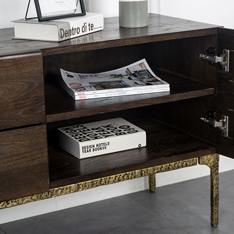 Glam Brown Media Console Wood TV Console with Metal Legs for Living Room Clearhalo 'furn' 'furn_tv_stands_entertainment_centers' 'Furniture' 'Living Room Furniture' 'TV Stands & Entertainment Centers' 'TV Stands & Media Storage Furniture' 'tv_stands_entertainment_centers' 1200x1200_fb0dd27e-00ca-43a3-acdb-ae46bff92908